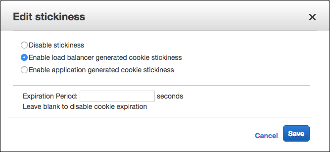 AWS Load Balancer Stickiness 設定視窗