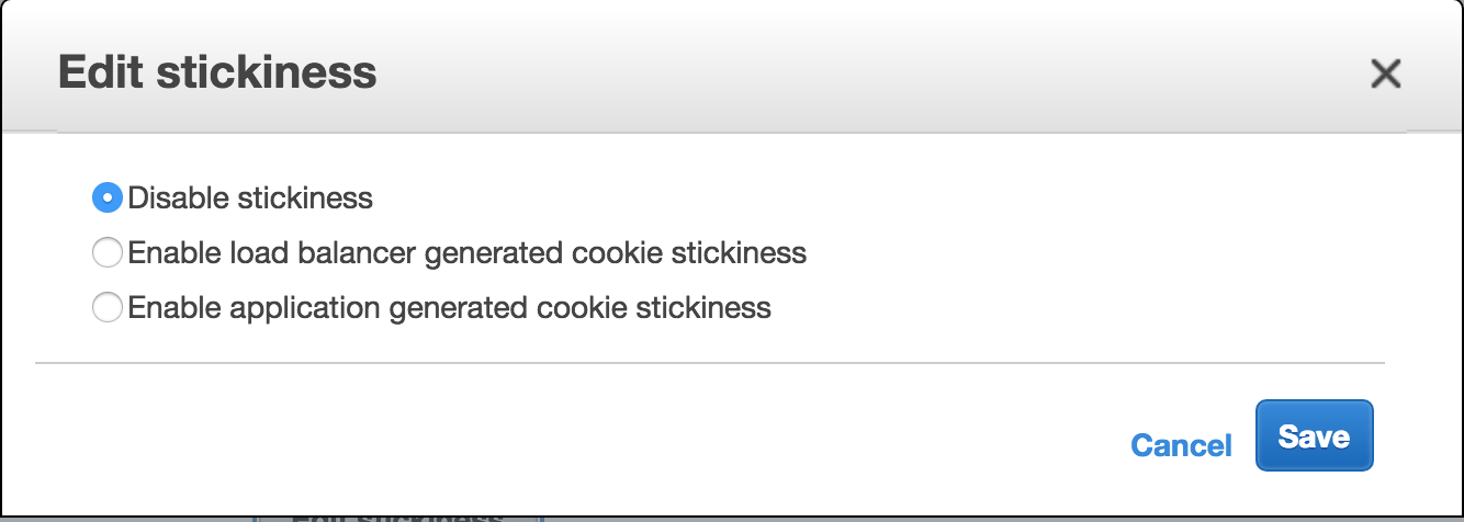 AWS Load Balancer Stickiness 設定視窗