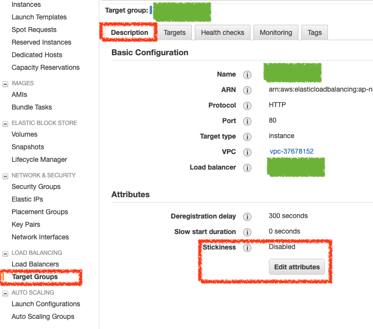 AWS Load Balancer Stickiness 設定視窗